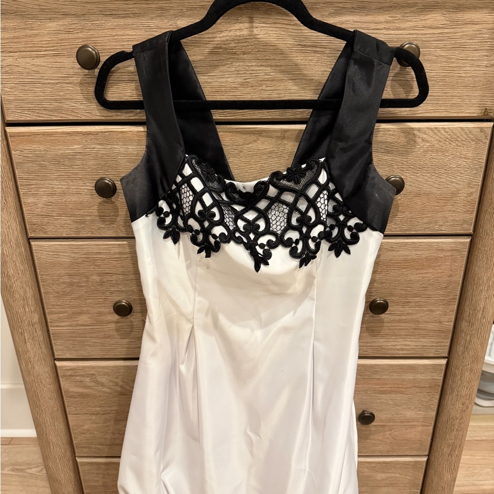 Jessica McClintock Black and White Mini Dress Vintage